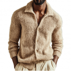 Men's Retro Casual Knitted Lapel Sweater Cardigan MTA2284I2TO