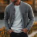 Men's Retro Crew Neck Knitted Chest Pocket Cardigan 89421325Y