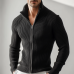 Men's Retro Casual Solid Color Knitted Zipper Sweater Cardigan MTA0131I1TO