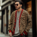 Men's Vintage Leopard Jacquard Colorblock Single Breasted Cardigan 23865460Y Men's Vintage Leopard Jacquard Colorblock Single Breasted Cardigan 23865460Y