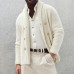 Men's Casual Solid Color Lapel Double Breasted Knitted Cardigan 94737821M