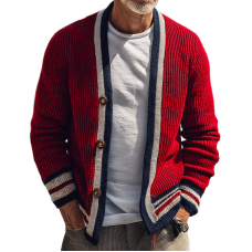 Men's Retro Casual Striped Knit Button Cardigan MTA0527I5TO