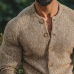 Men's Vintage Casual Knit Collarless Button-Down Shirt Cardigan MTA2430J3TO