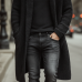 Men's Autumn And Winter Fashion Solid Color Cotton Yarn Knitted Long Hooded Cardigan MTA2378I9P