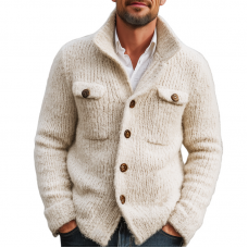 Men's Classic Solid Color Stand Collar Button Cardigan MTA1450J5U