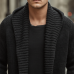 Men's Autumn And Winter Fashion Solid Color Cotton Yarn Knitted Long Hooded Cardigan MTA2378I9P