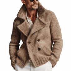 Men's Classic Retro Tough Style Double-breasted Lapel Knitted Cardigan MTA1034J7K